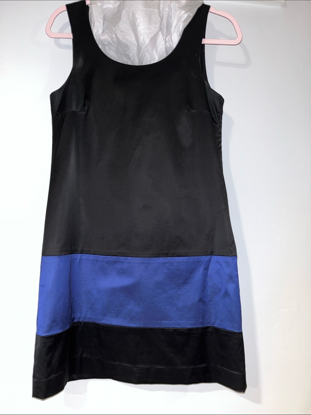 Theory Black and Royal Blue Colorblock Sleeveless Mini Dress